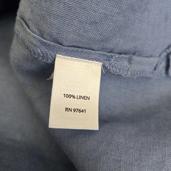 J. Jill Blue Linen Button Up Shirt Size M Petite Normcore Lagenlook Scandi Girl - Picture 7 of 8